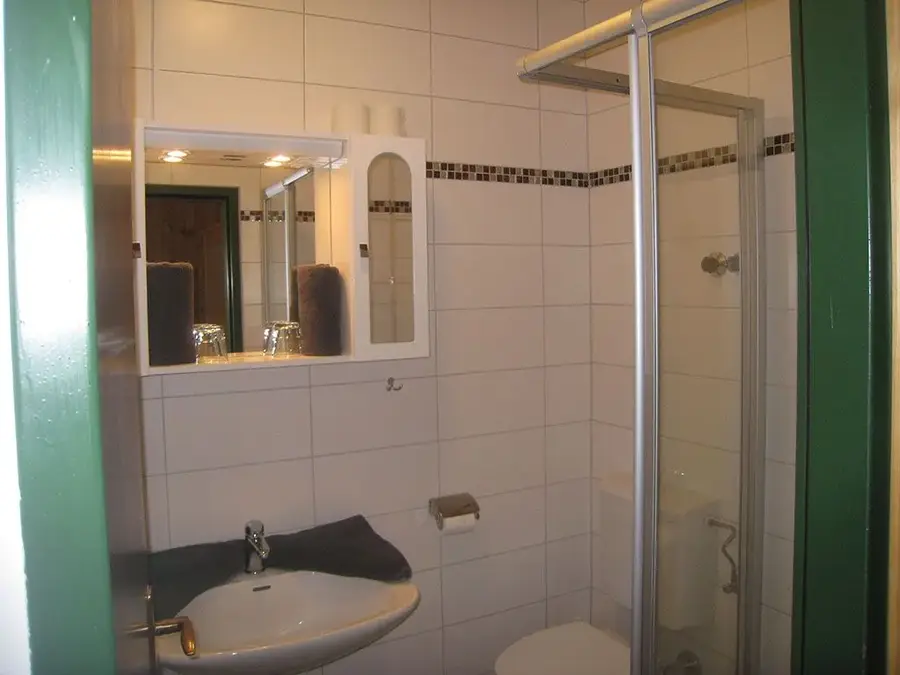 Gepflegtes Badezimmer mit Dusche und WC